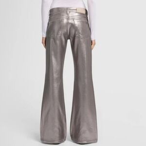 7 For All Mankind Spencer Flare Coated Champagn Silver Denim NEW MSRP $348 SZ 27